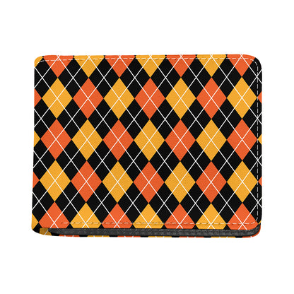 Halloween Black And Orange Argyle Print Bifold Wallet