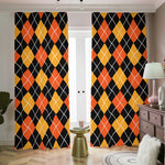 Halloween Black And Orange Argyle Print Blackout Pencil Pleat Curtains