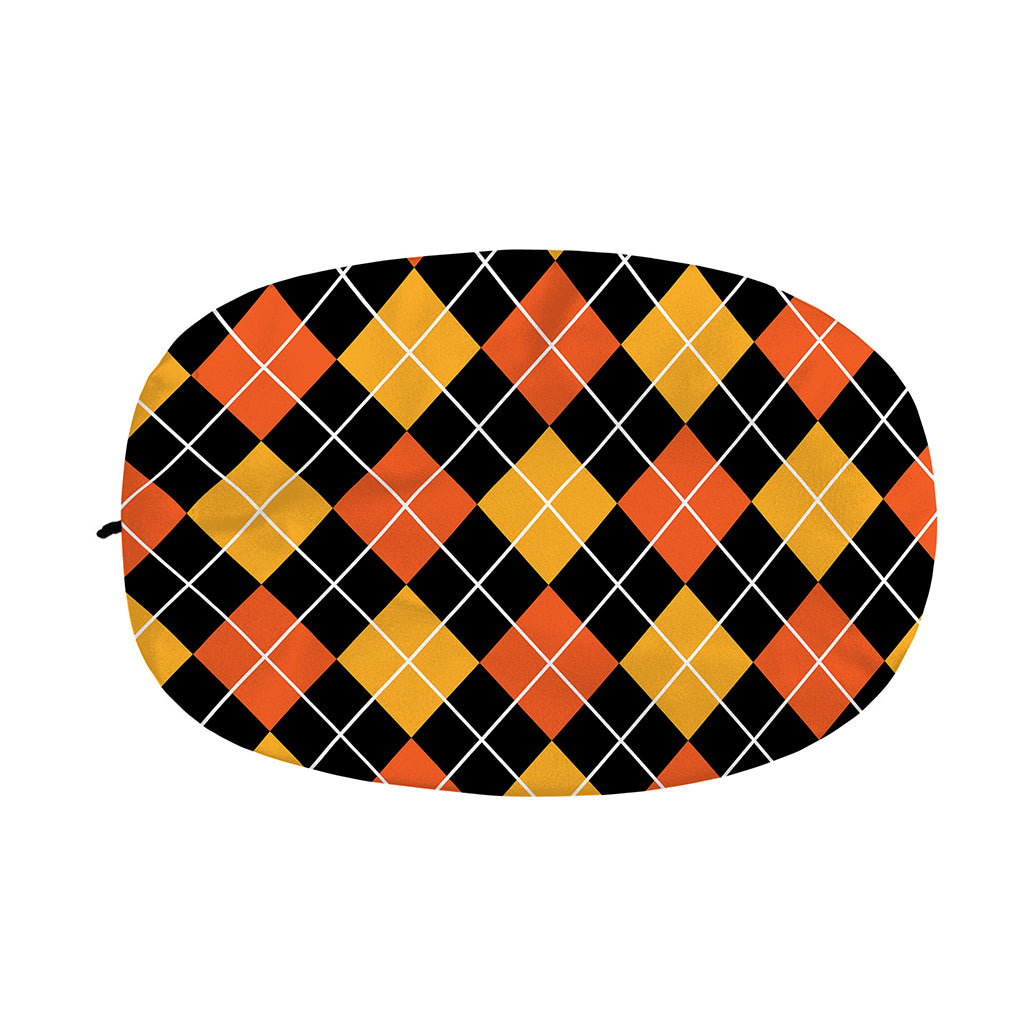 Halloween Black And Orange Argyle Print Car Side Mirror Covers