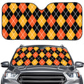 Halloween Black And Orange Argyle Print Car Windshield Sun Shade