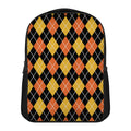 Halloween Black And Orange Argyle Print Casual Backpack