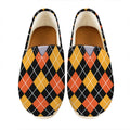 Halloween Black And Orange Argyle Print Casual Shoes