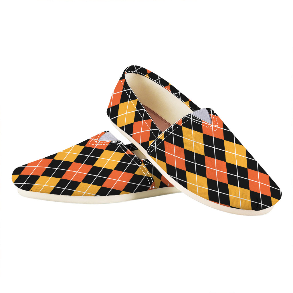 Halloween Black And Orange Argyle Print Casual Shoes