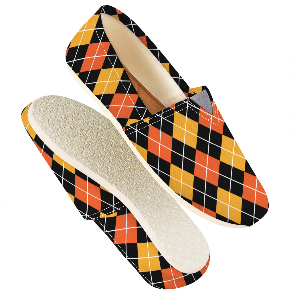 Halloween Black And Orange Argyle Print Casual Shoes