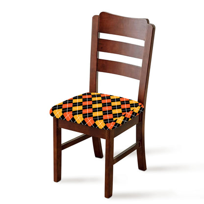 Halloween Black And Orange Argyle Print Chair Cushion Cover