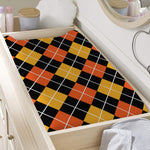 Halloween Black And Orange Argyle Print Changing Pad Cover