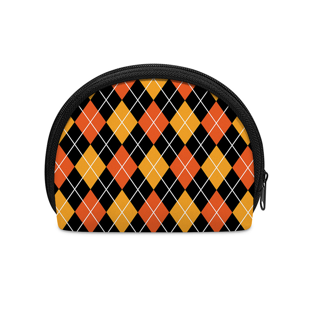 Halloween Black And Orange Argyle Print Coin Purse