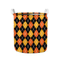 Halloween Black And Orange Argyle Print Collapsible Laundry Basket