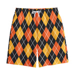 Halloween Black And Orange Argyle Print Cotton Shorts