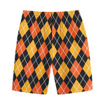 Halloween Black And Orange Argyle Print Cotton Shorts