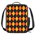 Halloween Black And Orange Argyle Print Crossbody Lunch Bag
