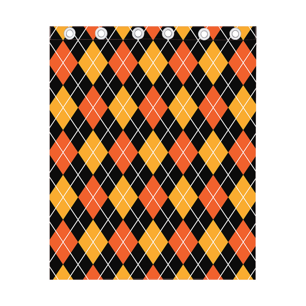 Halloween Black And Orange Argyle Print Curtain