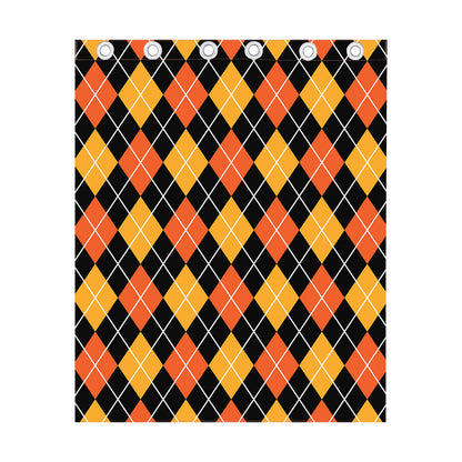 Halloween Black And Orange Argyle Print Curtain
