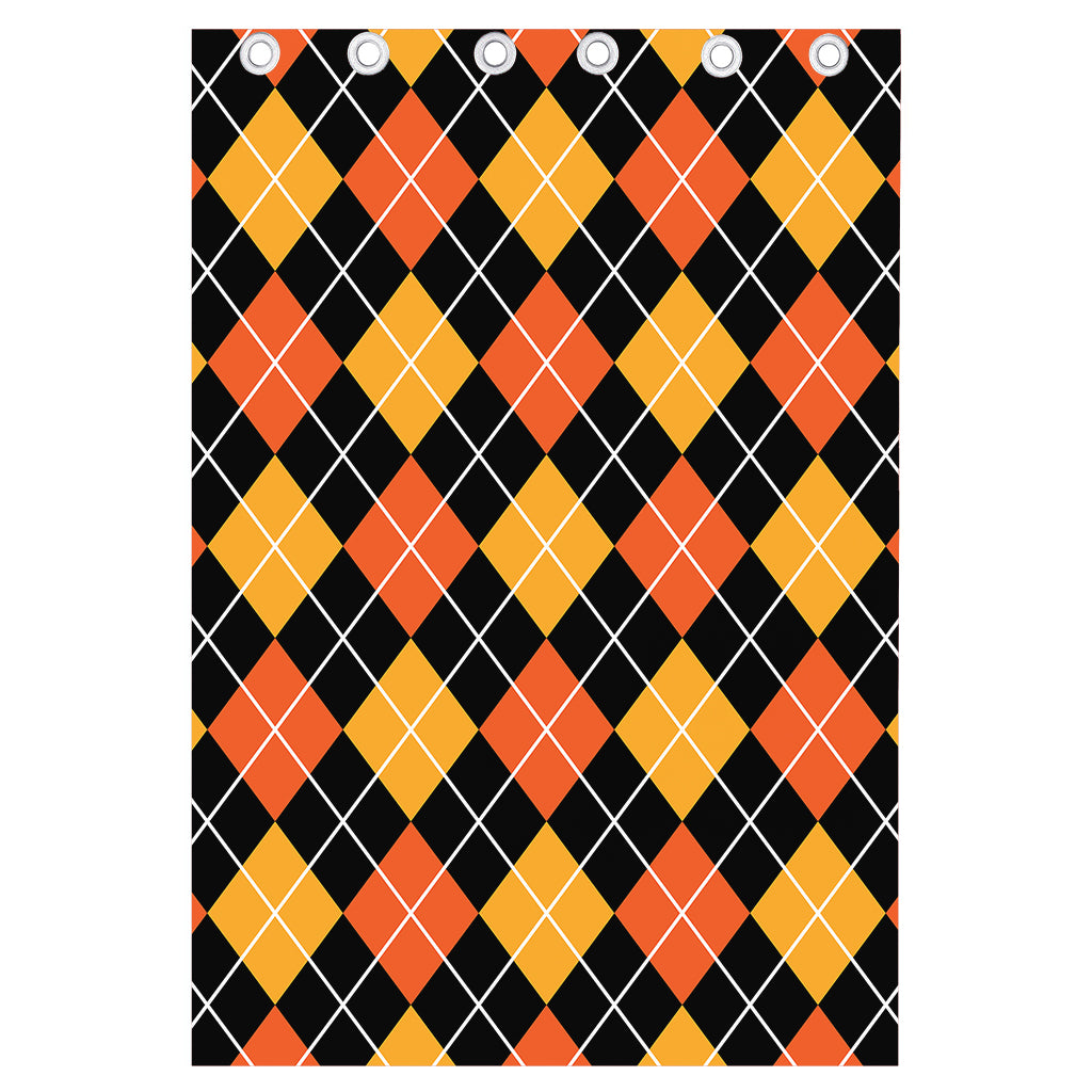 Halloween Black And Orange Argyle Print Curtain