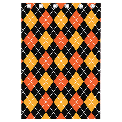 Halloween Black And Orange Argyle Print Curtain
