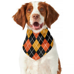 Halloween Black And Orange Argyle Print Dog Bandana