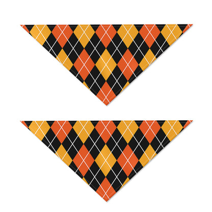 Halloween Black And Orange Argyle Print Dog Bandana