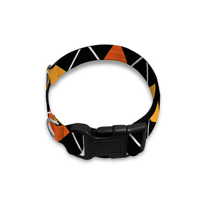 Halloween Black And Orange Argyle Print Dog Collar