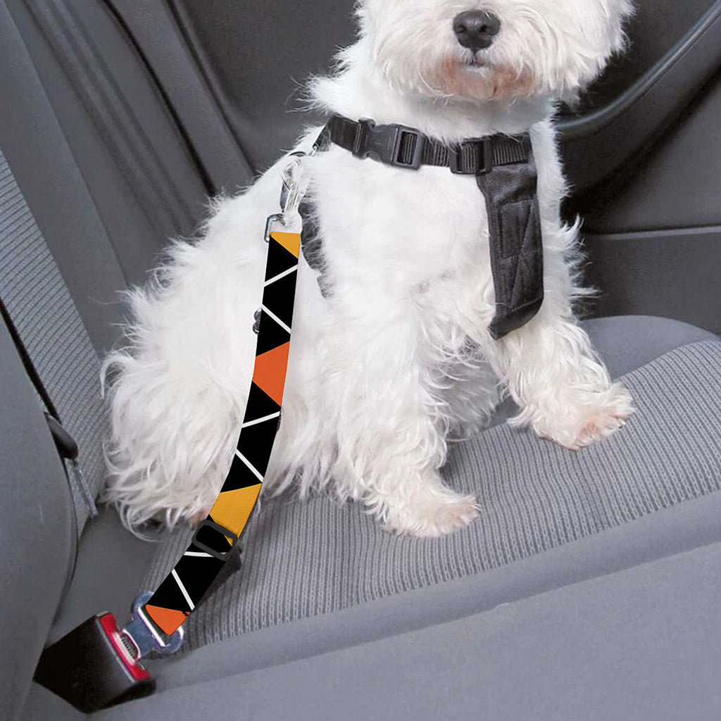 Halloween Black And Orange Argyle Print Dog Seat Belt