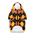 Halloween Black And Orange Argyle Print Dog Zip Up Hoodie