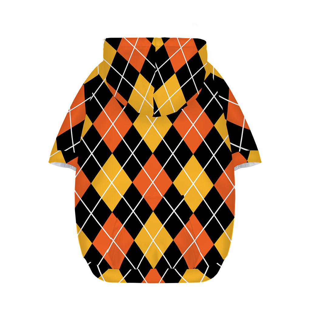 Halloween Black And Orange Argyle Print Dog Zip Up Hoodie