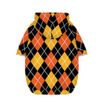 Halloween Black And Orange Argyle Print Dog Zip Up Hoodie