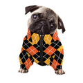 Halloween Black And Orange Argyle Print Dog Zip Up Jacket