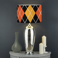 Halloween Black And Orange Argyle Print Drum Lamp Shade
