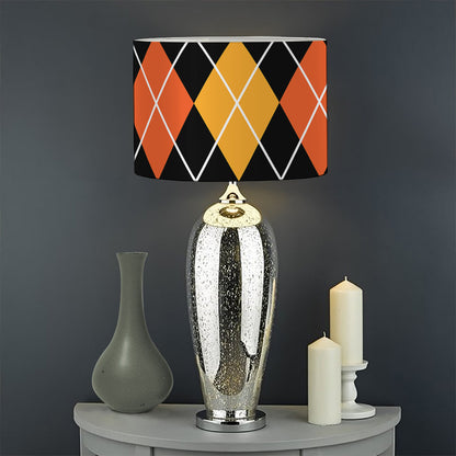 Halloween Black And Orange Argyle Print Drum Lamp Shade