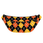 Halloween Black And Orange Argyle Print Fanny Pack