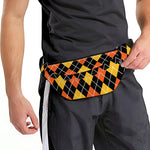 Halloween Black And Orange Argyle Print Fanny Pack