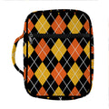 Halloween Black And Orange Argyle Print Front Pocket Bible Bag