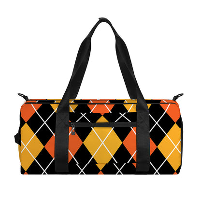 Halloween Black And Orange Argyle Print Gym Bag