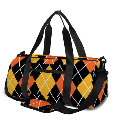 Halloween Black And Orange Argyle Print Gym Bag