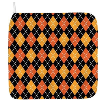 Halloween Black And Orange Argyle Print Hand Towel
