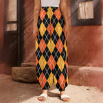 Halloween Black And Orange Argyle Print Harem Pants