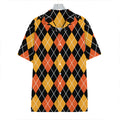 Halloween Black And Orange Argyle Print Hawaiian Shirt