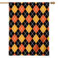 Halloween Black And Orange Argyle Print House Flag