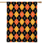 Halloween Black And Orange Argyle Print House Flag