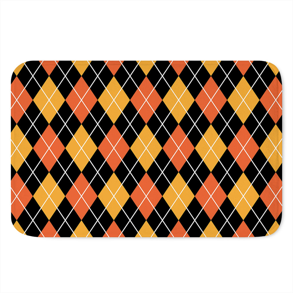 Halloween Black And Orange Argyle Print Indoor Door Mat