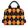 Halloween Black And Orange Argyle Print Insulated Lunch Bag