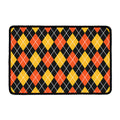 Halloween Black And Orange Argyle Print Kitchen Mat