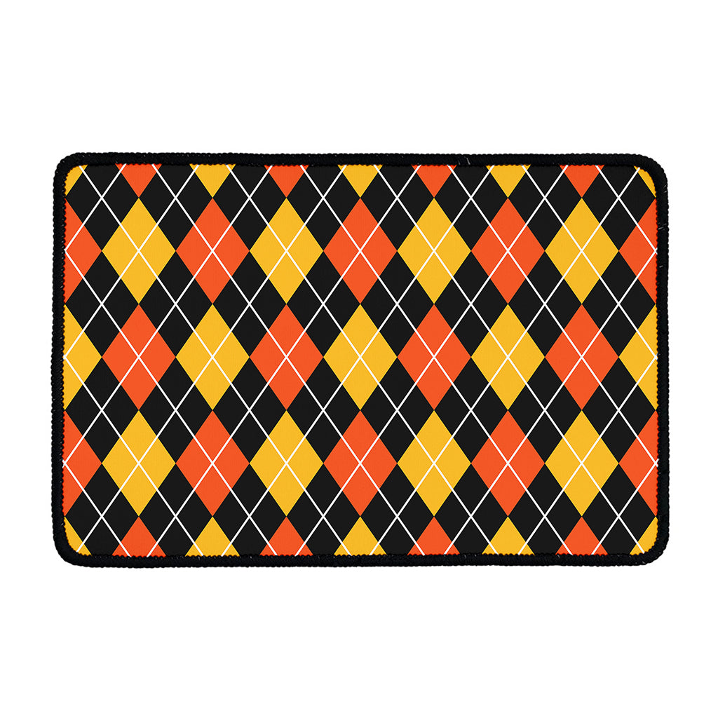 Halloween Black And Orange Argyle Print Kitchen Mat