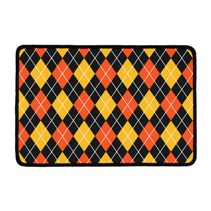 Halloween Black And Orange Argyle Print Kitchen Mat