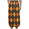Halloween Black And Orange Argyle Print Lantern Pants