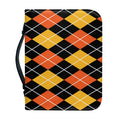 Halloween Black And Orange Argyle Print Leather Bible Cover
