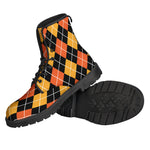 Halloween Black And Orange Argyle Print Backpack