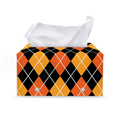 Halloween Black And Orange Argyle Print Leather Tissue Box Cover