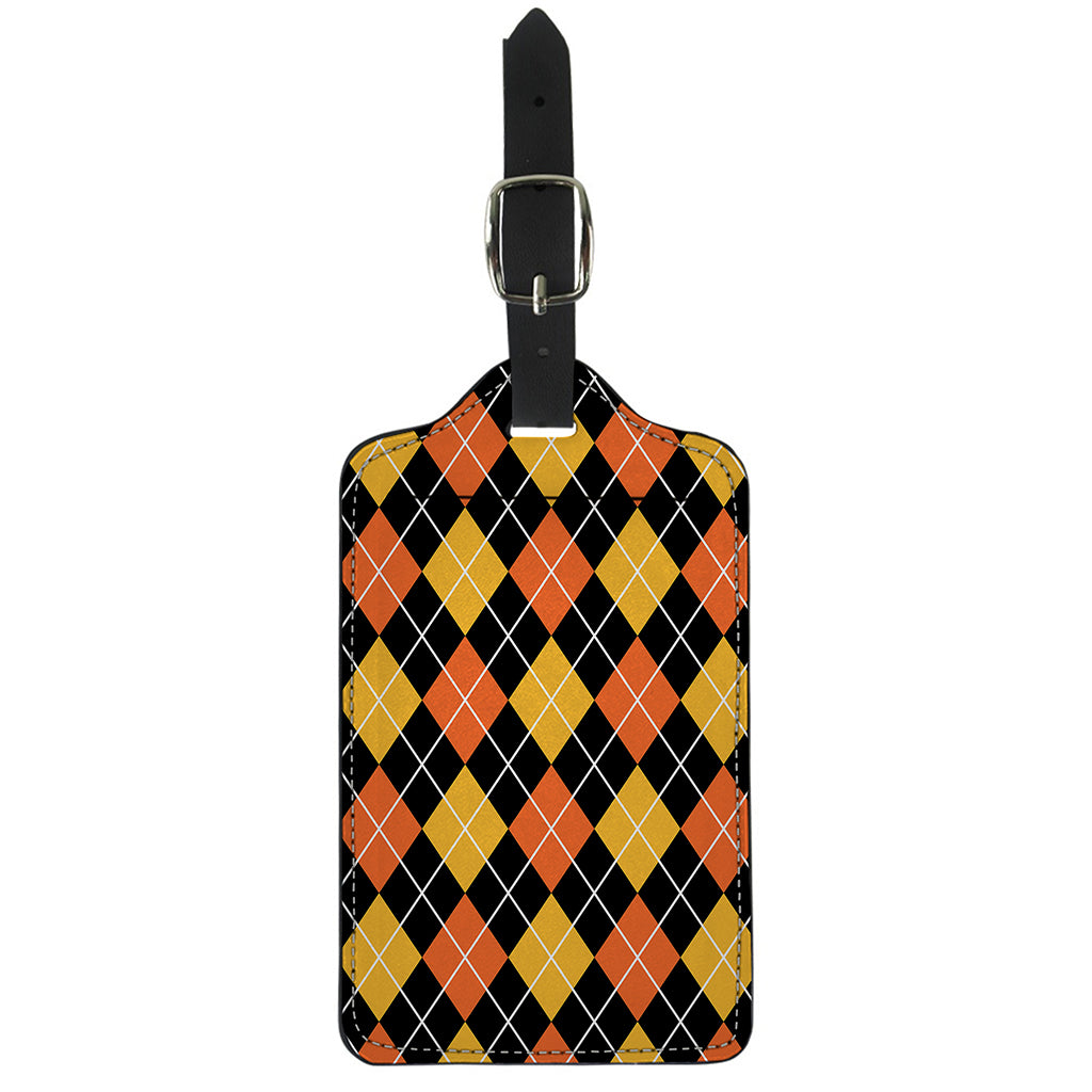 Halloween Black And Orange Argyle Print Luggage Tag