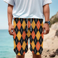 Halloween Black And Orange Argyle Print Men's Cargo Shorts